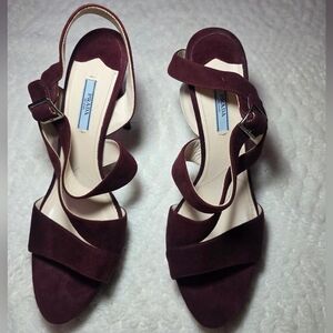 Prada Women's Burgundy Suede Heels